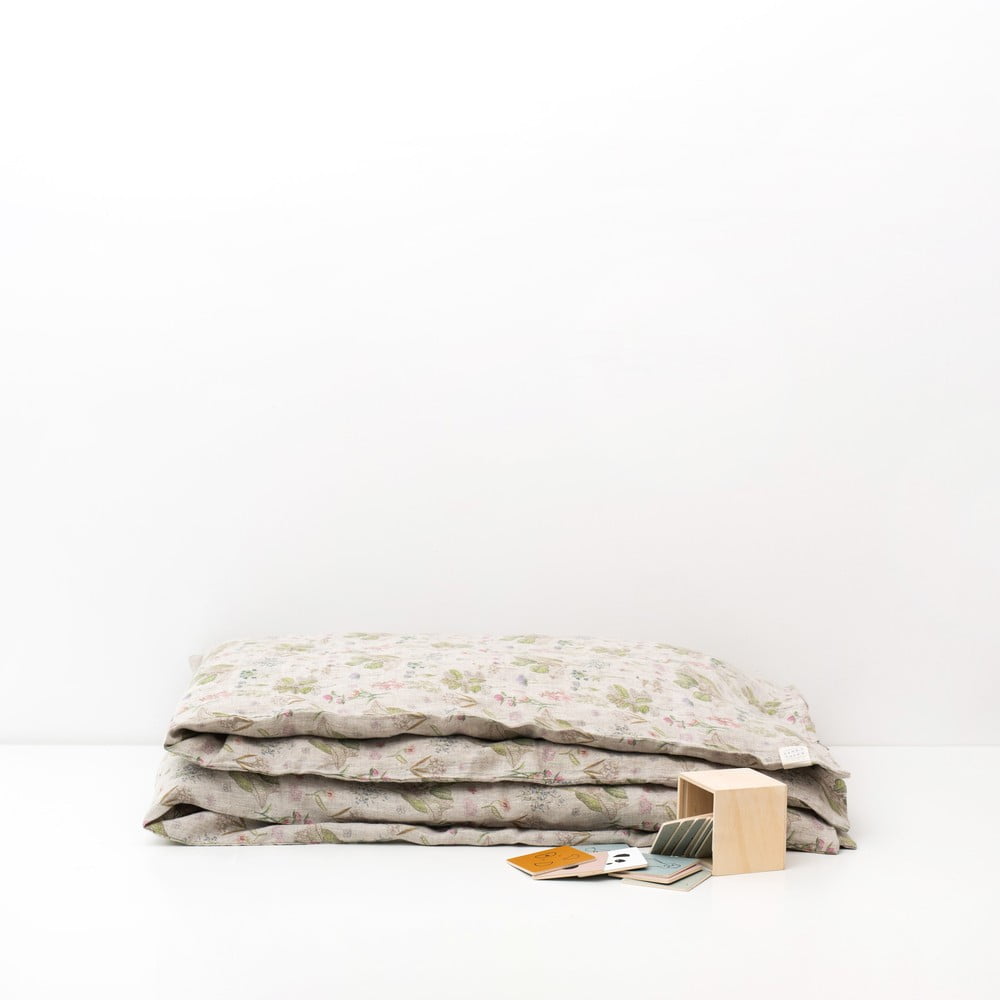 Lenjerie de pat din in pentru copii Linen Tales Botany, 70 x 100 cm, bej 2 Lenjerie de pat din in pentru copii Linen Tales Botany, 70 x 100 cm, bej - imagine 2