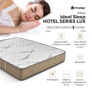 Saltea Ideal Sleep HOTEL SERIES LUX, superortopedică, cu spumă poliuretanică și arcuri, husă cu aerisire optimă, Grosime 25 cm - imagine 3