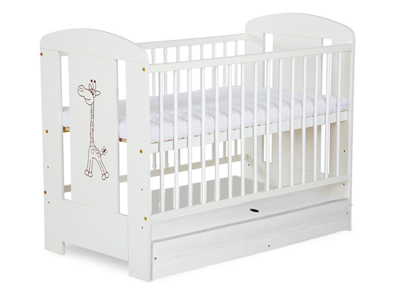 Klups - Patut cu sertar Safari Giraffe Alb