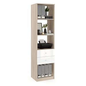 Biblioraft MODUS 45 2 sertare oak alb gloss opt.jpg