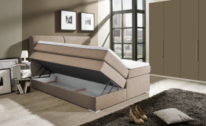 Pat Boxspring Charlotte, cu ladă de depozitare, saltea și topper incluse - imagine 4