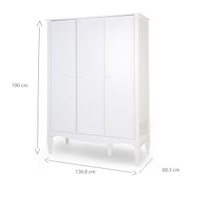 Dulap Childhome Romantic 136.8x60.3x190 cm Mdf Alb - imagine 4