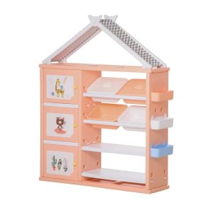Dulap organizator pentru copii cu 4 cutii Nichiduta Happy House Pink - imagine 4
