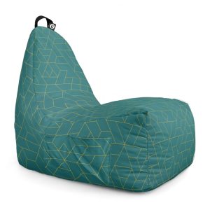 Fotoliu Puf Bean Bag tip Chill XL turcoaz inchis si linii aurii - imagine 6