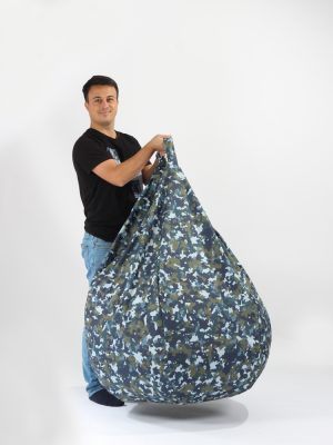 Fotoliu puf tip sac nirvana gigant impermeabil army camouflage air pretabil si la exterior umplut cu perle polistiren - imagine 2