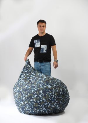 Fotoliu puf tip sac nirvana gigant impermeabil army camouflage air pretabil si la exterior umplut cu perle polistiren - imagine 3