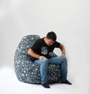 Fotoliu puf tip sac nirvana gigant impermeabil army camouflage air pretabil si la exterior umplut cu perle polistiren - imagine 4