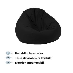 Fotoliu puf tip sac nirvana gigant teteron bleumarin pretabil si la exterior umplut cu perle polistiren - imagine 3