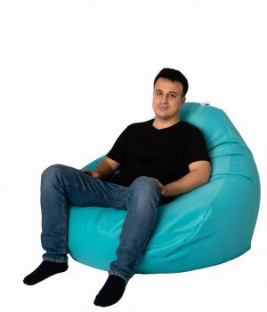 Fotoliu puf tip sac nirvana grande panama aqua pretabil si la exterior umplut cu perle polistiren - imagine 2