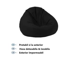 Fotoliu puf tip sac nirvana grande panama aqua pretabil si la exterior umplut cu perle polistiren - imagine 4