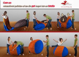 Fotoliu Pufrelax king size xlotoman cu perna decorativa sour cherry mare umplut cu fulgi de burete memory mix - imagine 3