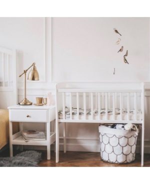 Patut mic co-sleeping din lemn alb cu Saltea Cocos Spuma Cocos 90 x 40 x 7 cm - imagine 8