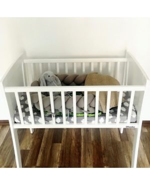 Patut mic co-sleeping din lemn alb cu Saltea Cocos Spuma Cocos 90 x 40 x 7 cm - imagine 3