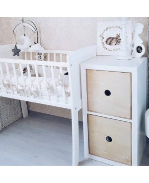 Patut mic co-sleeping din lemn alb cu Saltea Cocos Spuma Cocos 90 x 40 x 7 cm - imagine 4