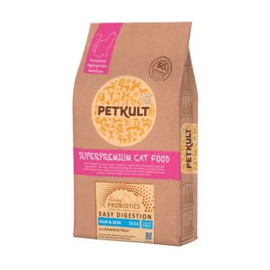 PETKULT Easy Digestion Hair&Skin 37/15, Somon și Păstrăv, hrană uscată fără cereale pisici, 7kg