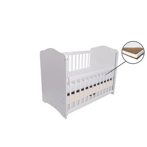 Patut Vessanti Como culisant cu sertar alb cu bej + saltea cocos confort 120 x 60 x 12 cm - imagine 3
