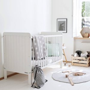 Patut din lemn pentru bebe inaltime saltea reglabila Country Alb 120x60 cm - imagine 7