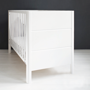 Patut din lemn pentru bebe inaltime saltea reglabila Smooth Alb 120x60 cm - imagine 7