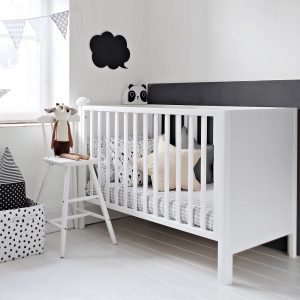 Patut din lemn pentru bebe inaltime saltea reglabila Smooth Alb 120x60 cm - imagine 4