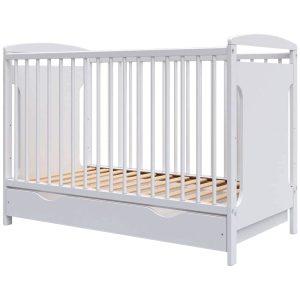 Patut copii din lemn Karly 120x60 alb cu sertar - imagine 3