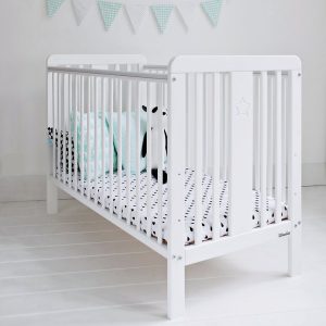 Patut din lemn pentru bebe inaltime saltea reglabila Star Baby Alb 120x60 cm - imagine 8