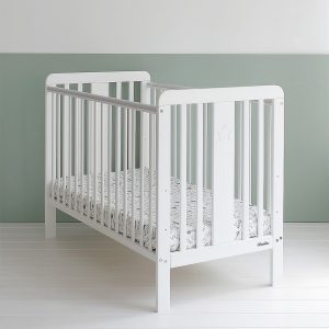 Patut din lemn pentru bebe inaltime saltea reglabila Star Baby Alb 120x60 cm - imagine 2