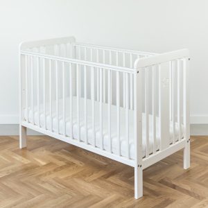 Patut din lemn pentru bebe inaltime saltea reglabila Star Baby Alb 120x60 cm - imagine 3
