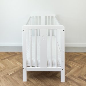 Patut din lemn pentru bebe inaltime saltea reglabila Star Baby Alb 120x60 cm - imagine 4