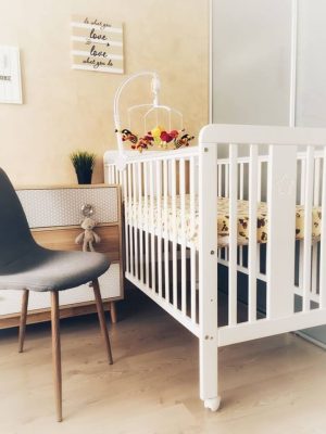 Patut din lemn pentru bebe inaltime saltea reglabila Star Baby Alb 120x60 cm - imagine 6