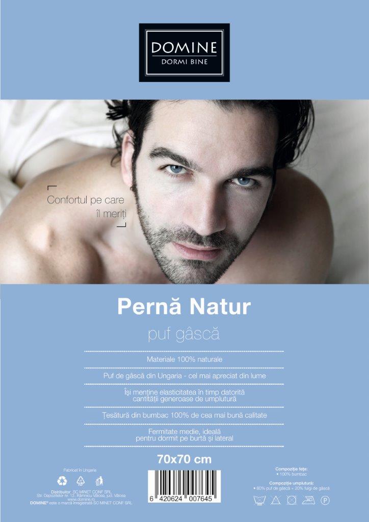 Perna puf gasca Domine 70x70 din bumbac 100% natural, fermitate medie spre tare 7 Perna domine natur PUF gasca 70x70 6420624007645 Perna domine A3.jpg