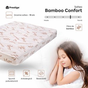 Saltea BAMBOO CONFORT, spumă poliuretanică, reversibilă, hipoalergenică, super ortopedică, Grosime 19 cm - imagine 3