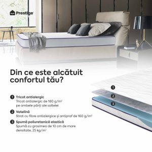 Saltea BASIC ERGO PURPLE LINE, spumă poliuretanică, reversibilă, hipoalergenică, ortopedică, Grosime 12 cm - imagine 4