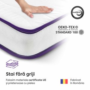 Saltea BASIC ERGO PURPLE LINE, spumă poliuretanică, reversibilă, hipoalergenică, ortopedică, Grosime 12 cm - imagine 5