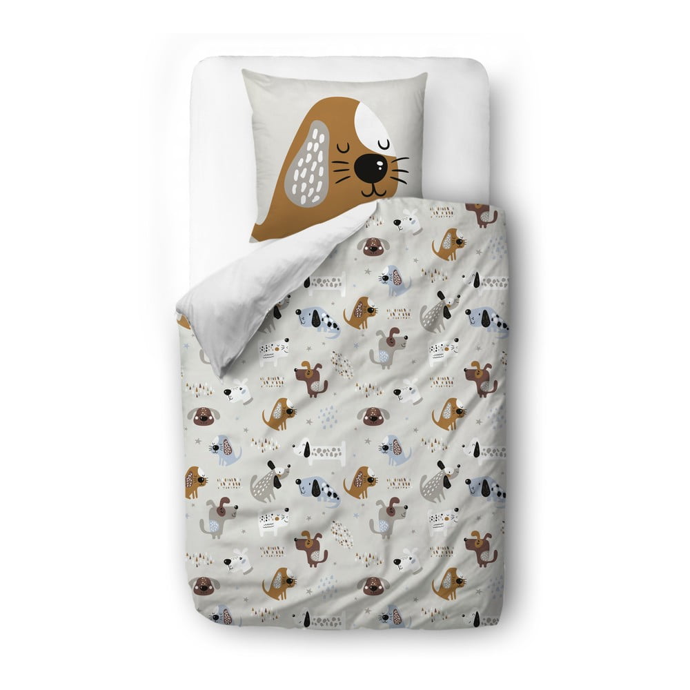 Lenjerie de pat pentru copii din bumbac satinat Butter Kings Woof Woof, 140 x 200 cm 1 Lenjerie de pat pentru copii din bumbac satinat Butter Kings Woof Woof, 140 x 200 cm