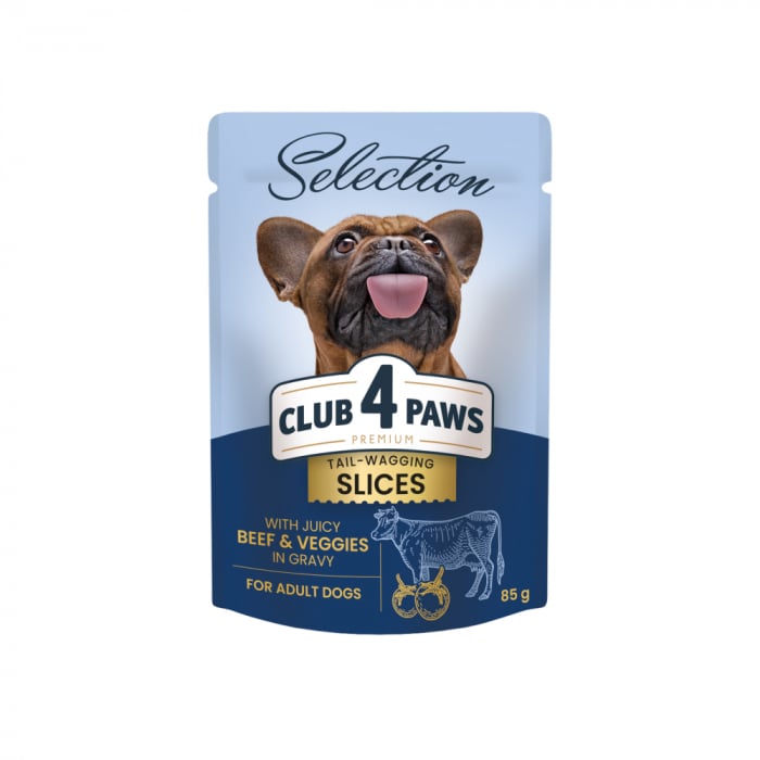 Club 4 Paws Premium Plus Selection Hrana pentru caini adulti de talie mica -Bucati de vita si legume in sos,12x85g 1 Club 4 Paws Premium Plus Selection Hrana pentru caini adulti de talie mica -Bucati de vita si legume in sos,12x85g