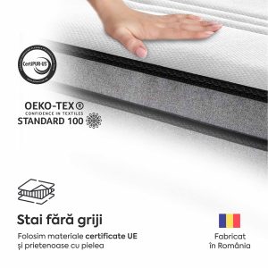 Saltea EMERALD, 18+5 Memory, spumă poliuretanică elastică, spumă cu memorie, husă cu efect antialergic, superortopedică, Grosime 24 cm - imagine 5