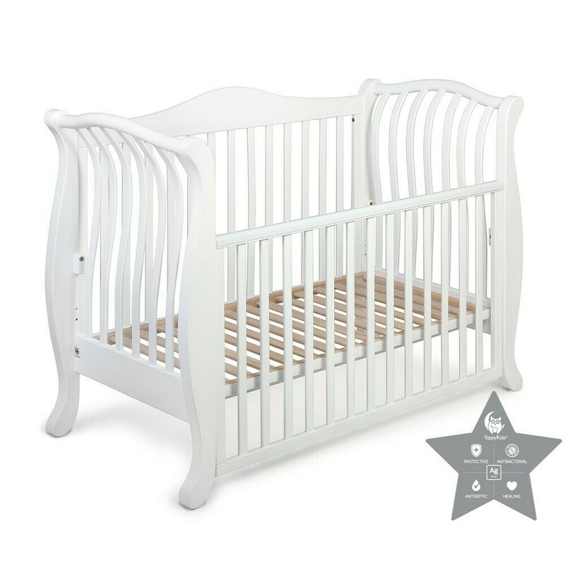 Patut cu laterala culisanta si bariera de protectie YappyLa:le din lemn de fag 120x60 cm, Alb 1 Patut cu laterala culisanta si bariera de protectie YappyLa:le din lemn de fag 120x60 cm, Alb