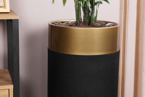 Ghiveci, Nassre, 1010-1, 40x60x40 cm, Aur/Negru - imagine 2