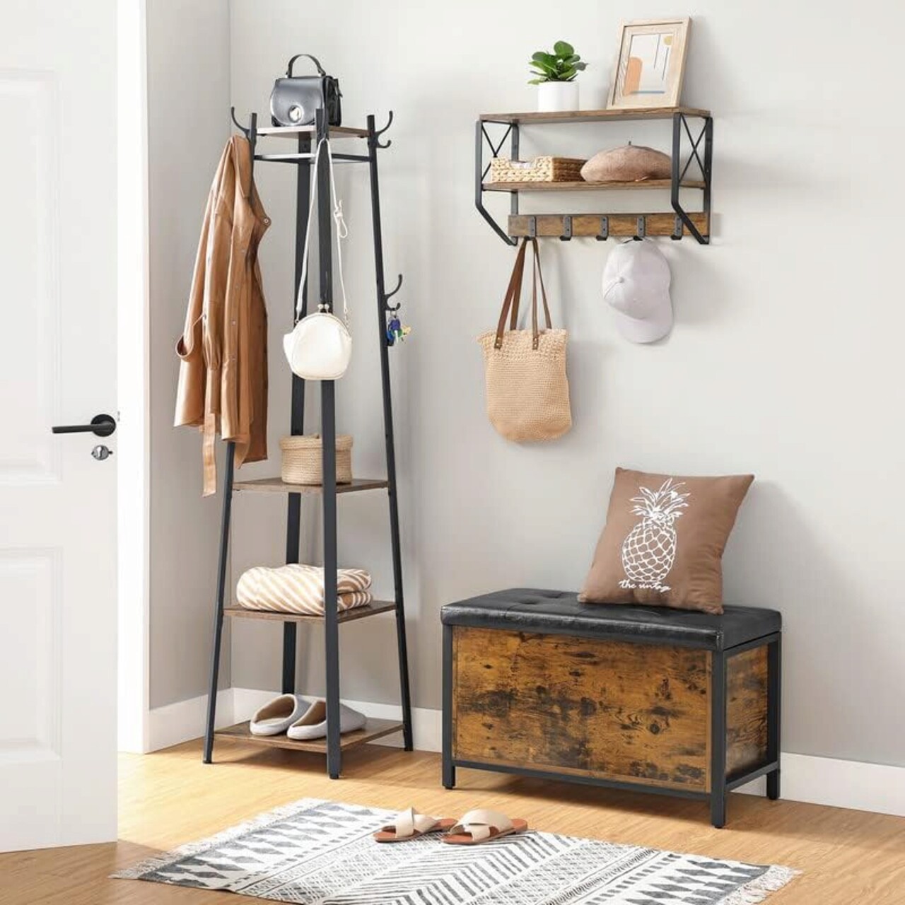 Bancheta cu spatiu de depozitare Copadion, Vasagle, 80 x 40 x 50 cm, imitatie de piele, maro rustic/negru 2 l bancheta cu spatiu de depozitare copadion vasagle 80 x 40 x 50 cm imitatie de piele maro rusticnegru 1.jpg