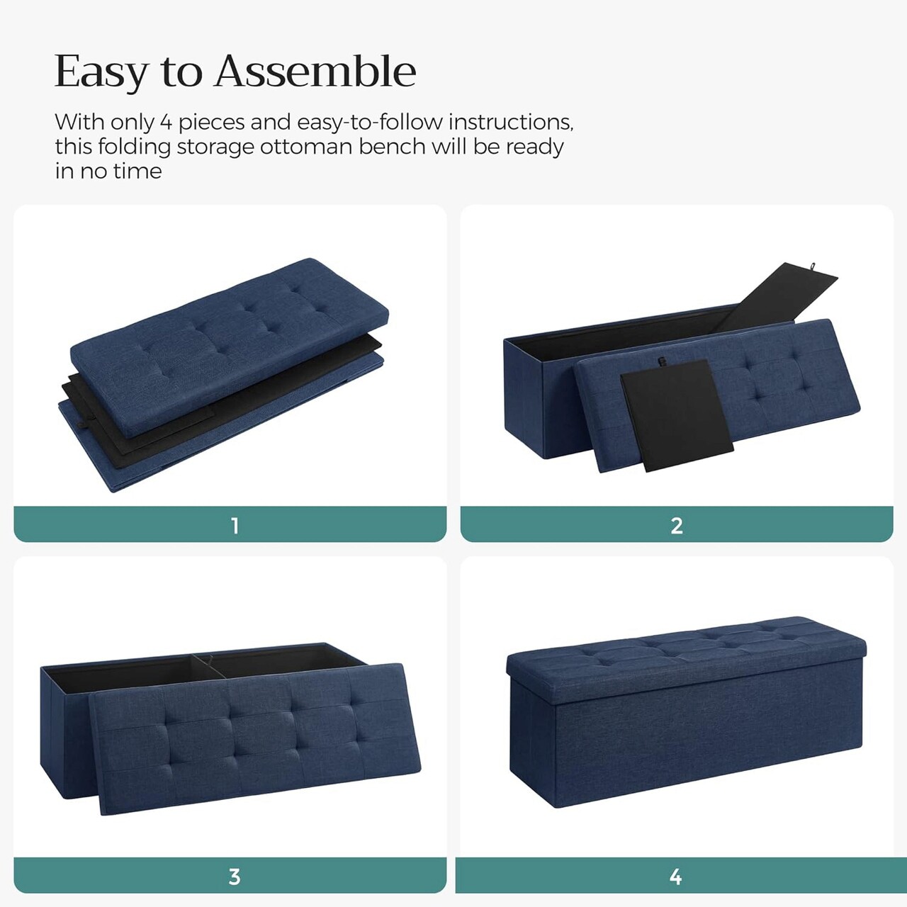 Bancheta cu spatiu pentru depozitare Ottoman Classic, Vasagle, 110 x 38 x 38 cm, pliabila, imitatie in/MDF, albastru 4 l bancheta cu spatiu pentru depozitare ottoman classic vasagle 110 x 38 x 38 cm pliabila imitatie inmdf albastru 3.jpg