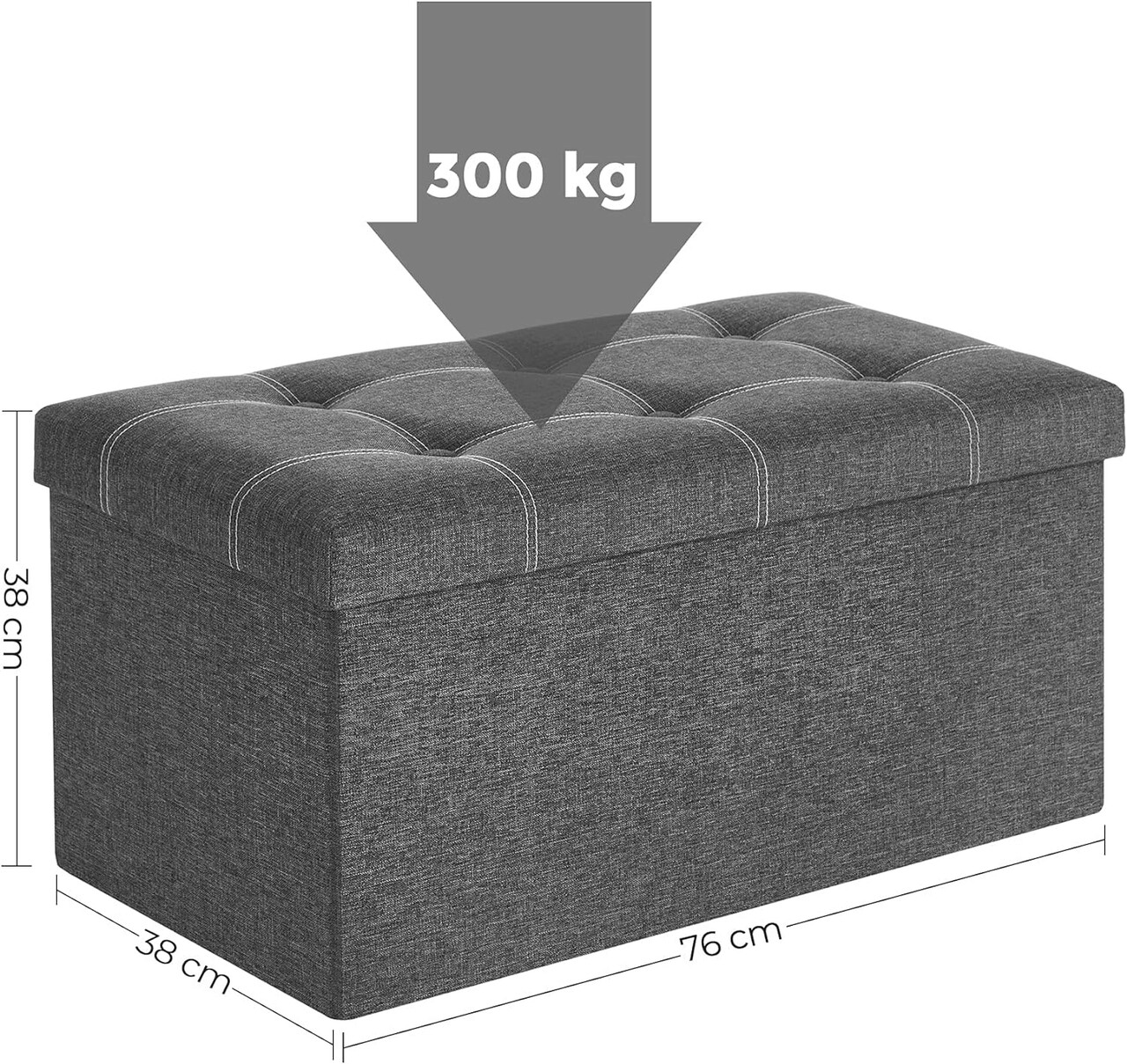 Bancheta cu spatiu pentru depozitare Vasagle, 76 x 38 x 38 cm, pliabila, imitatie in/MDF, gri inchis 6 l bancheta cu spatiu pentru depozitare vasagle 76 x 38 x 38 cm pliabila imitatie inmdf gri inchis 5.jpg