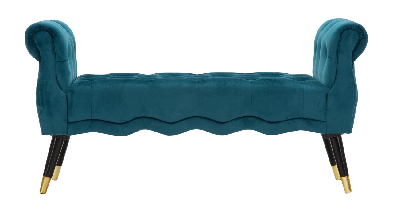 Bancheta Paris Teal, Mauro Ferretti, 120x40x60 cm, lemn de pin/catifea, turcoaz 3 l bancheta paris teal mauro ferretti 120x40x60 cm lemn de pincatifea turcoaz 2.jpg