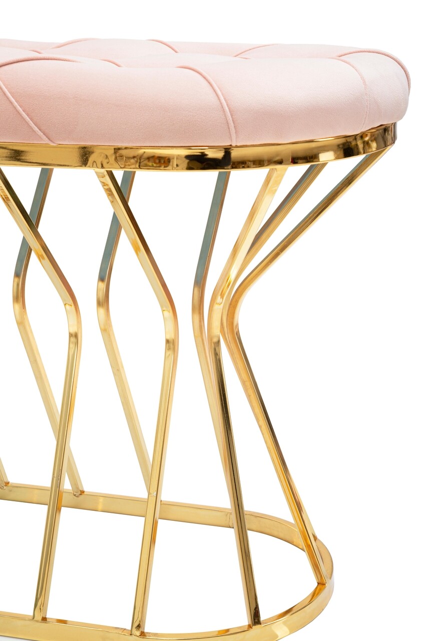 Bancheta Zig, Mauro Ferretti, 91x38x52 cm, fier, roz 3 l bancheta zig mauro ferretti 91x38x52 cm fier roz 2.jpg