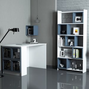 l birou cu biblioteca si raft hommy craft box pal melaminat albalbastru.jpg
