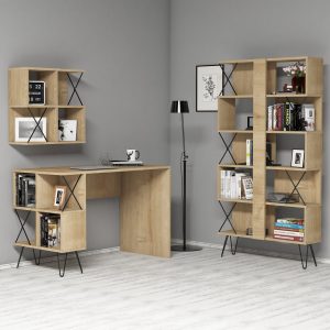 l birou cu biblioteca si raft hommy craft extra 2 pal melaminat stejarnegru.jpg
