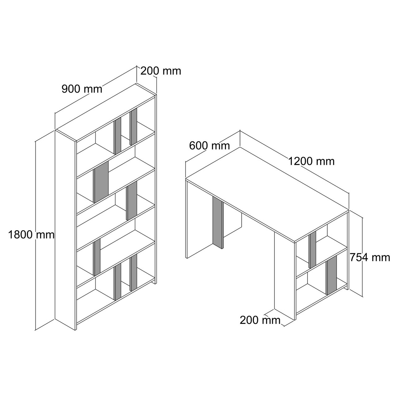 Set birou si biblioteca, Hommy Craft, Lima, Maro 3 l birou de studiu hommy craft lima cm nuc 2.jpg