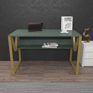 l birou de studiu zena home lona 120x728x60cm pal melaminat verde aur 1.jpg