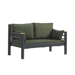Canapea de gradina cu 2 locuri, Heaven, Kappis, 155x86x80 cm, Negru/Verde - imagine 3