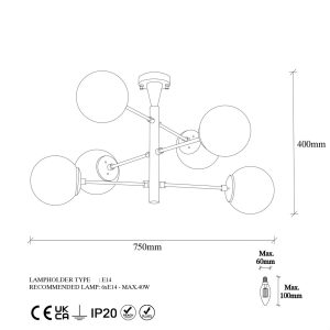 Lustra, Fulgor, 942FLG2508, Metal, Negru - imagine 8