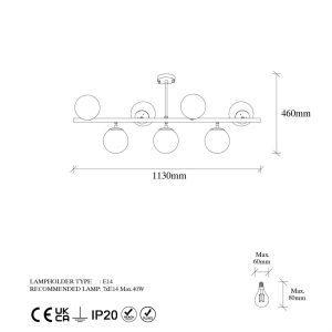 Lustra, Fulgor, 942FLG1216, Metal, Negru - imagine 6